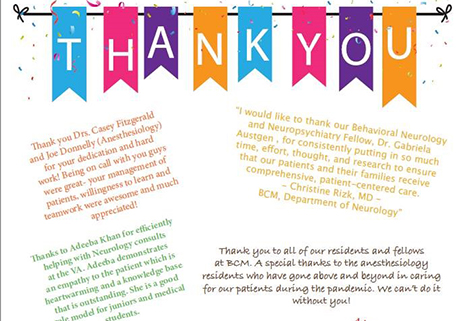 A collection of thank-you notes to residents.