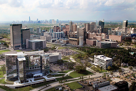 An arial view of the Texas Medical Center.