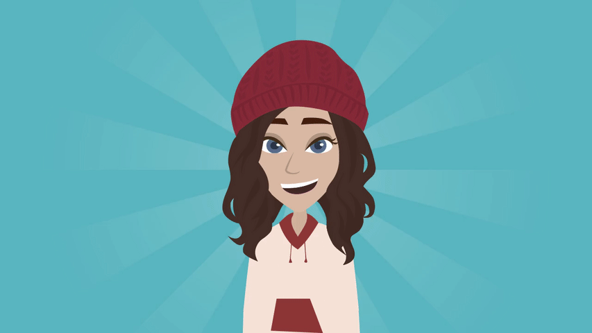 An animated Sally cheering