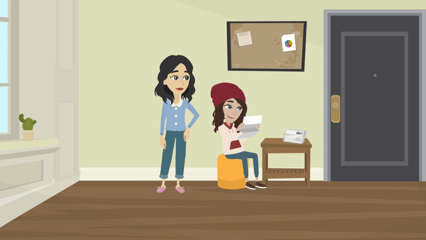 Teen Sally looking at her coping cards with her mother