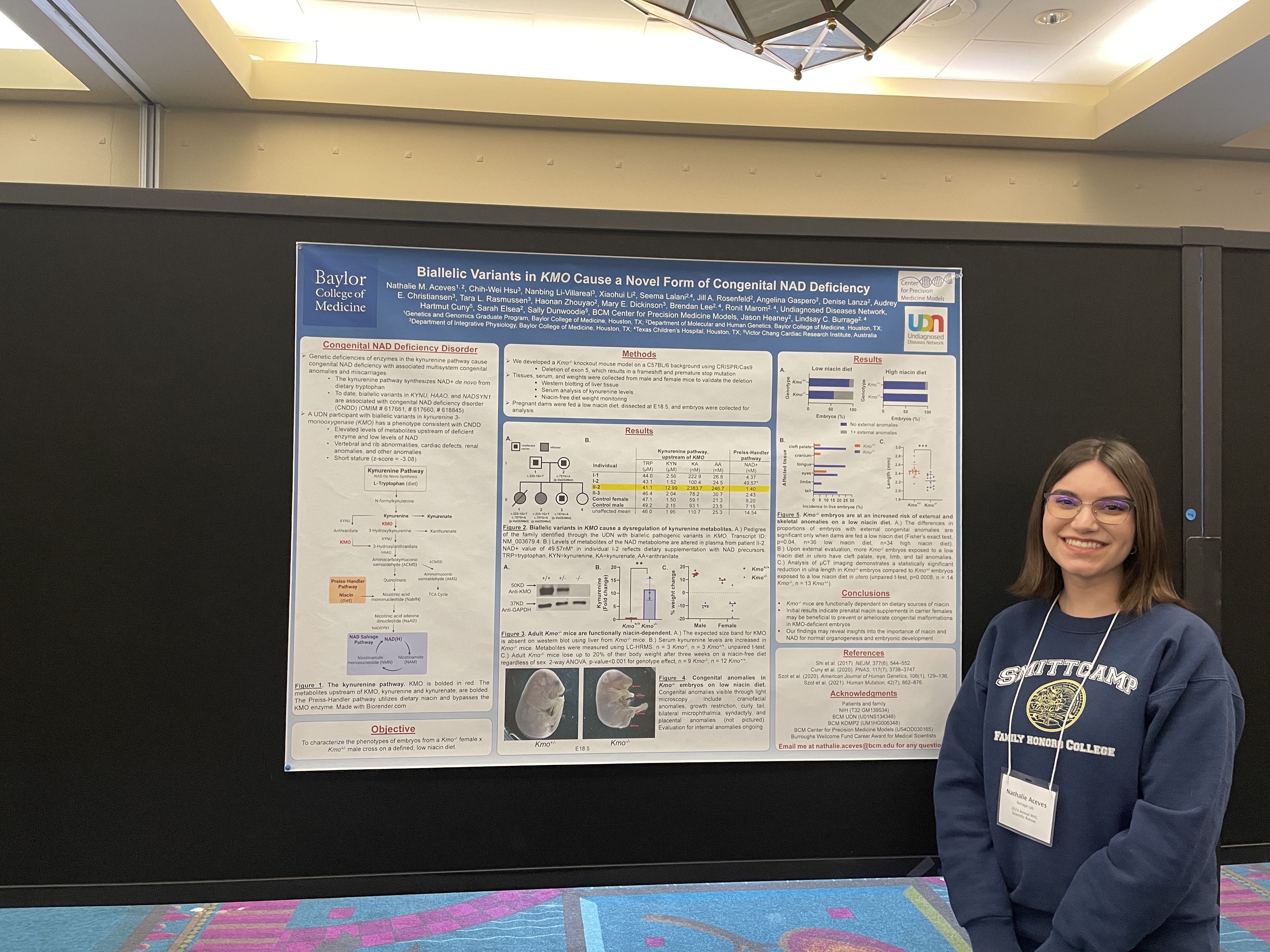 woman in front of poster