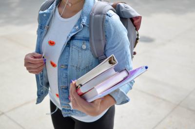 teen girl with books