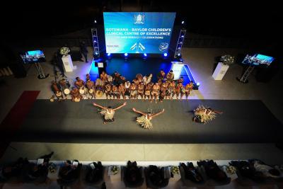 Batswana dancers perform as leaders from the Government of Botswana, Baylor College of Medicine and Texas Children’s Hospital and Bristol Myers Squibb celebrate the 20th anniversary of the Botswana-Baylor Children’s Clinical Centre of Excellence.