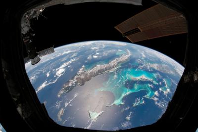 Photo taken from space overlooking the Carribean. 