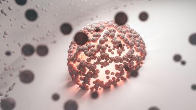 Artist rendition of a cell interacting with protein