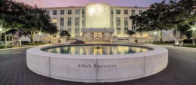 The Cullen building seen at night