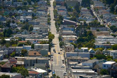 an aerial photo of a neighborhood