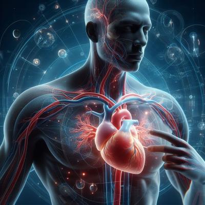 Drawing of a man's outline with his heart visible.