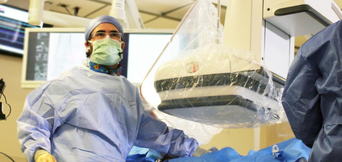 Dr. Miguel Montero, associate professor in the Division of Vascular Surgery and Endovascular Therapy, in the Office Based Endovascular Lab.