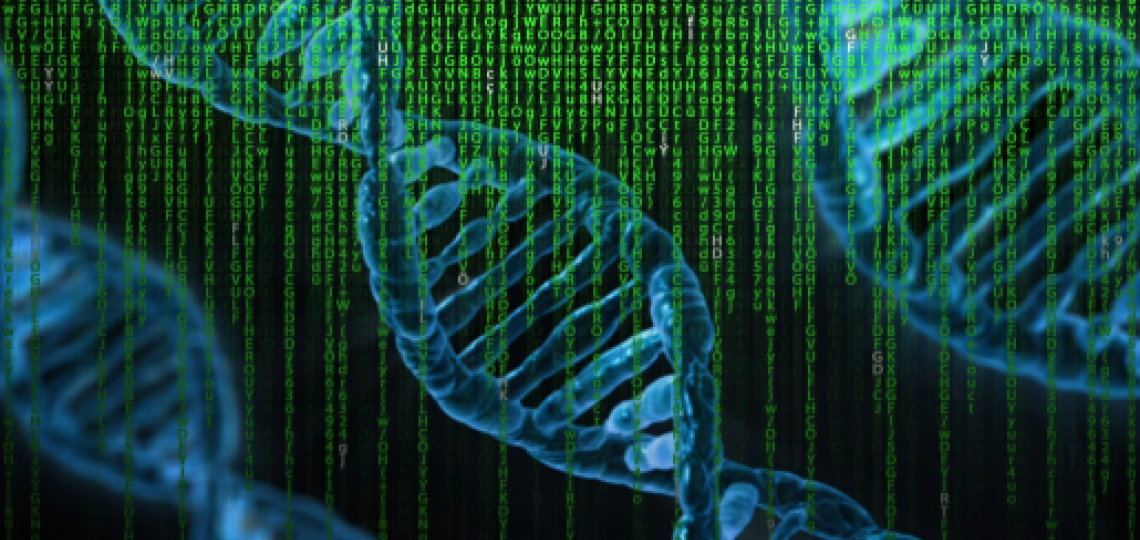 Illustration of data matrix and DNA molecules