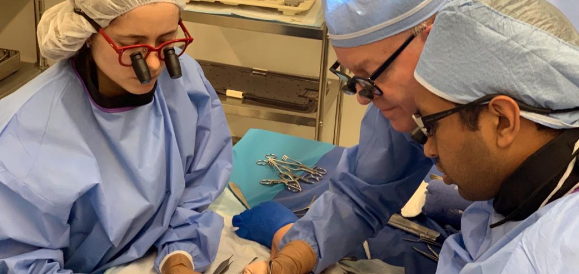 Dr. Reece working with residents in the Plastic Surgery Integrated Residency.