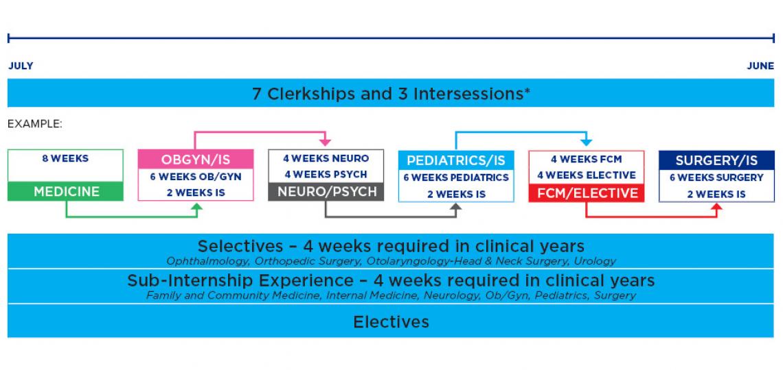 Diagram of fall clinical sciences curriculum for M.D. students