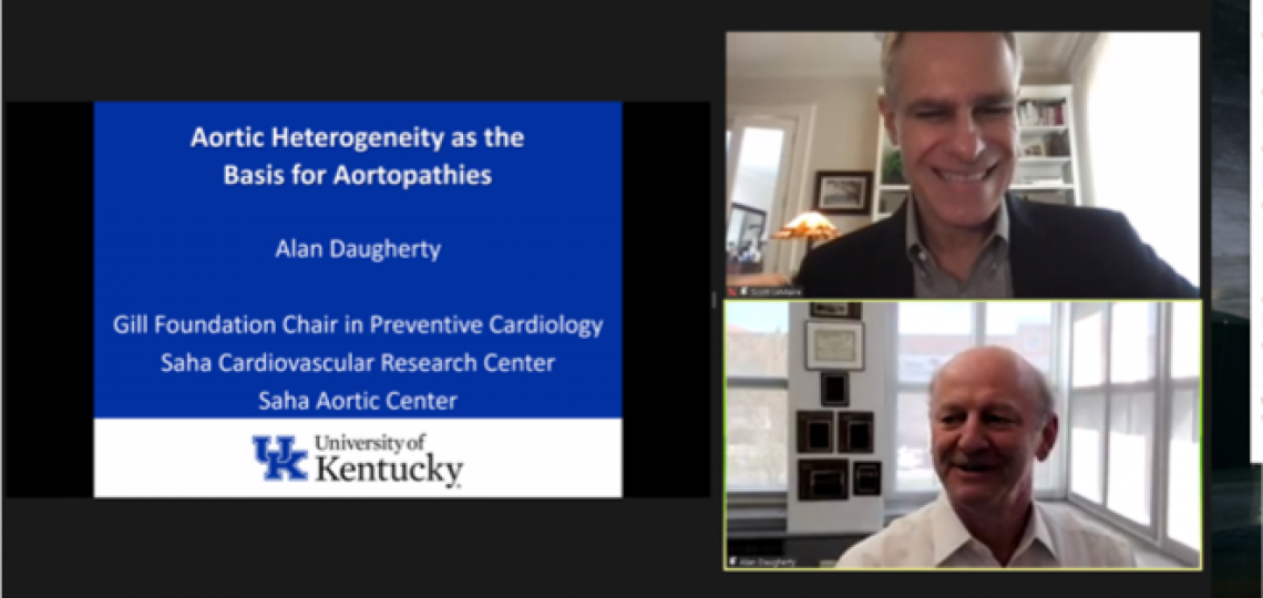 Scott LeMaire, M.D. and keynote speaker Alan Daugherty, Ph.D.