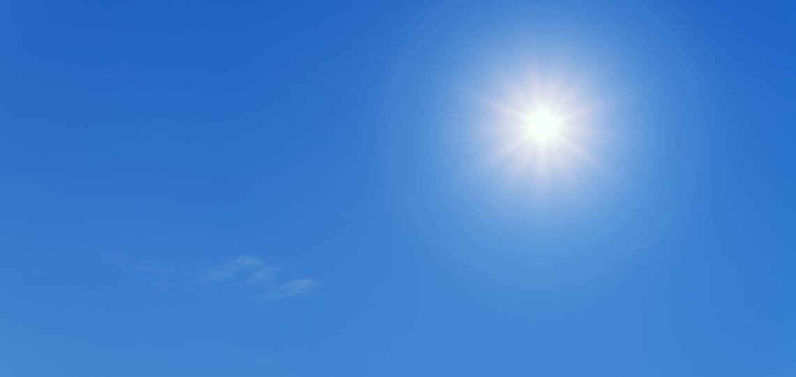 Sun with blue clear sky