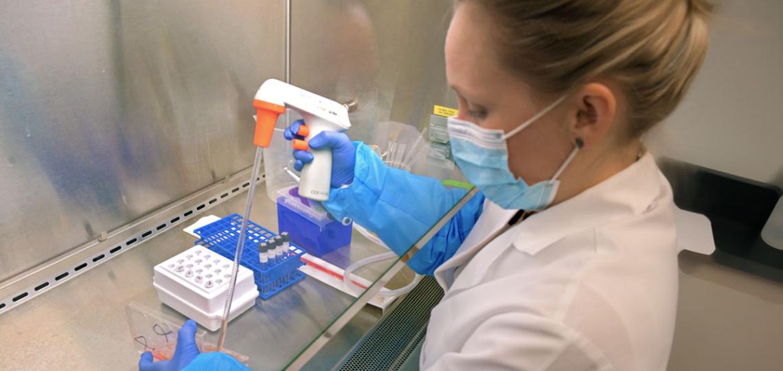 A member of the Moran lab doing research