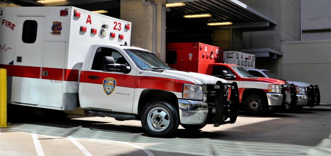 Houston ambulance ER - stock photo Houston ambulance at ER - stock photo