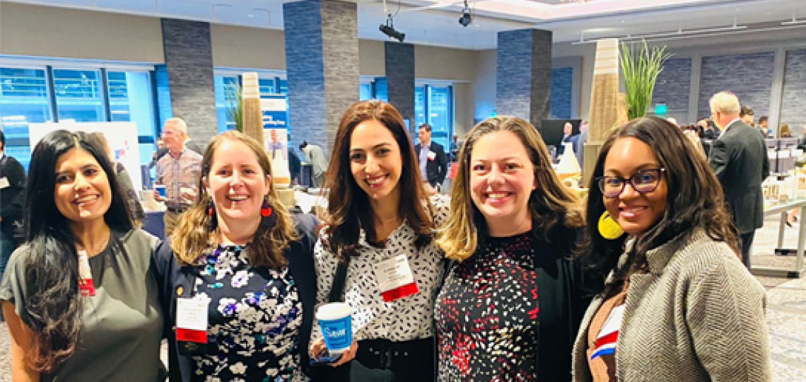A group of people at a gala event