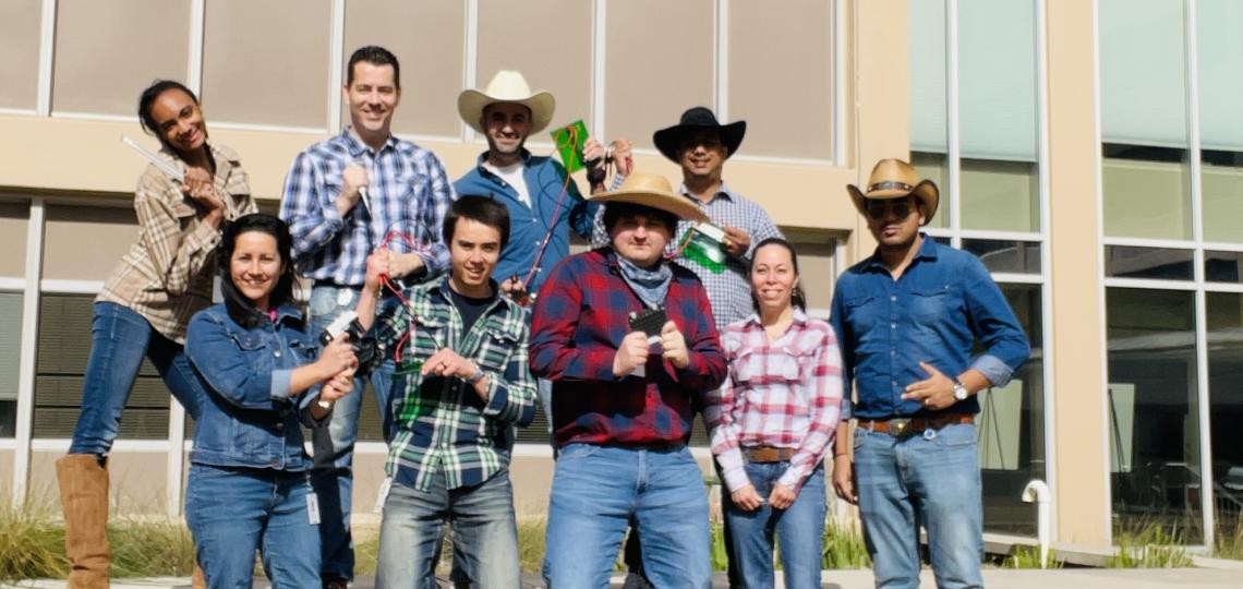 Wehrens Lab Members wearing western gear outside