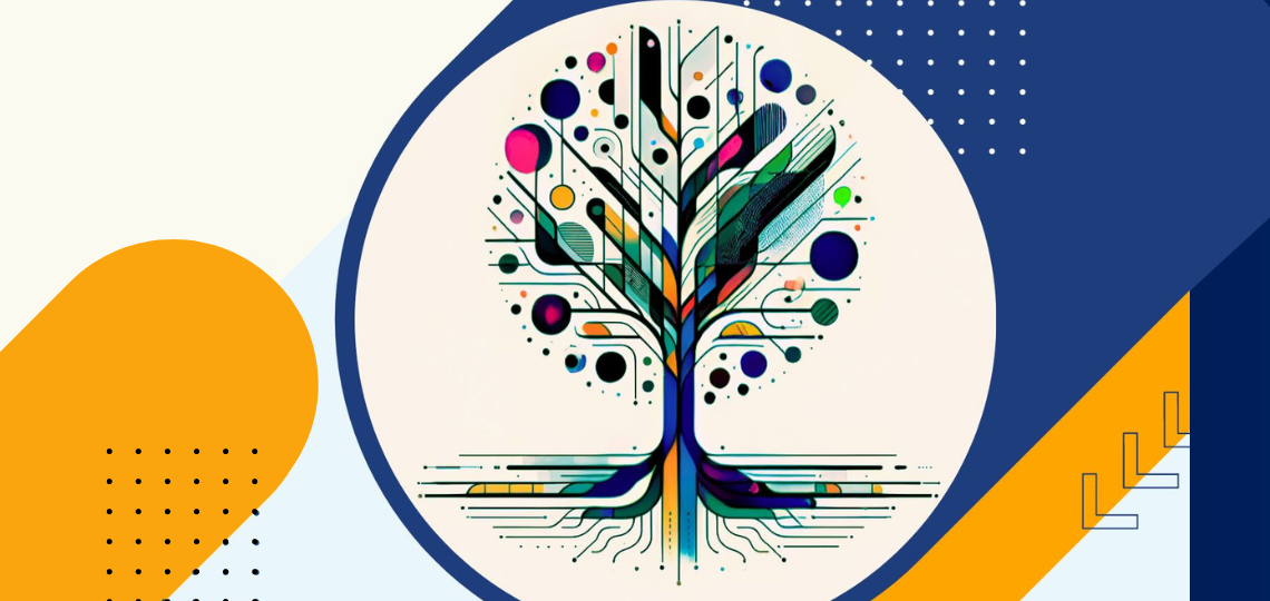 colorful, artsy tree in a circle 