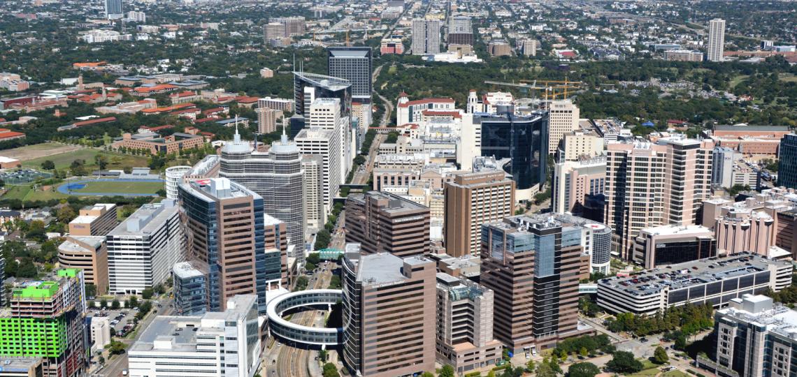 aerial view of texas medical center