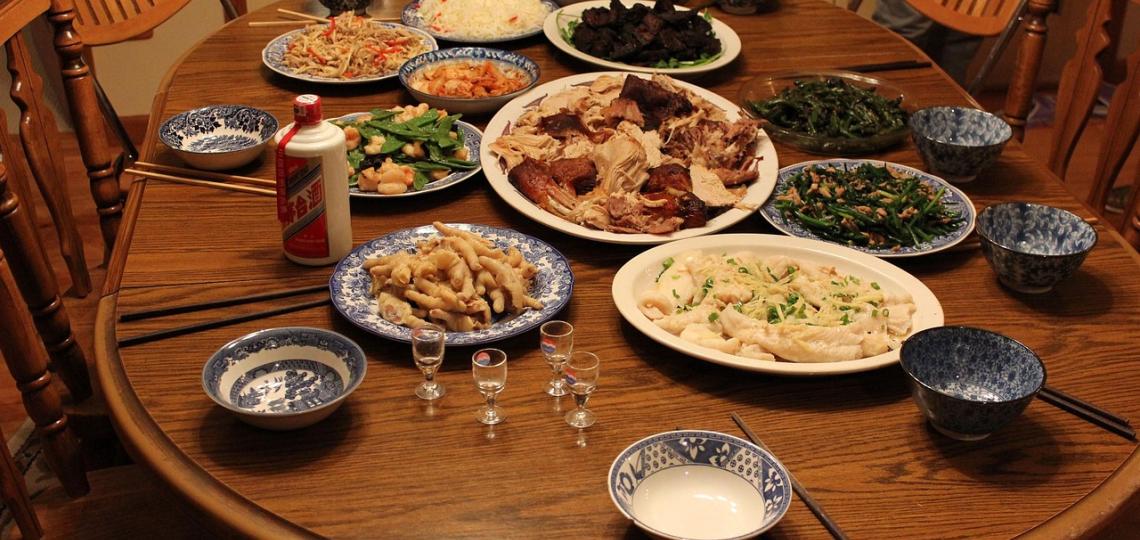 Photo of a table set with a holiday meal