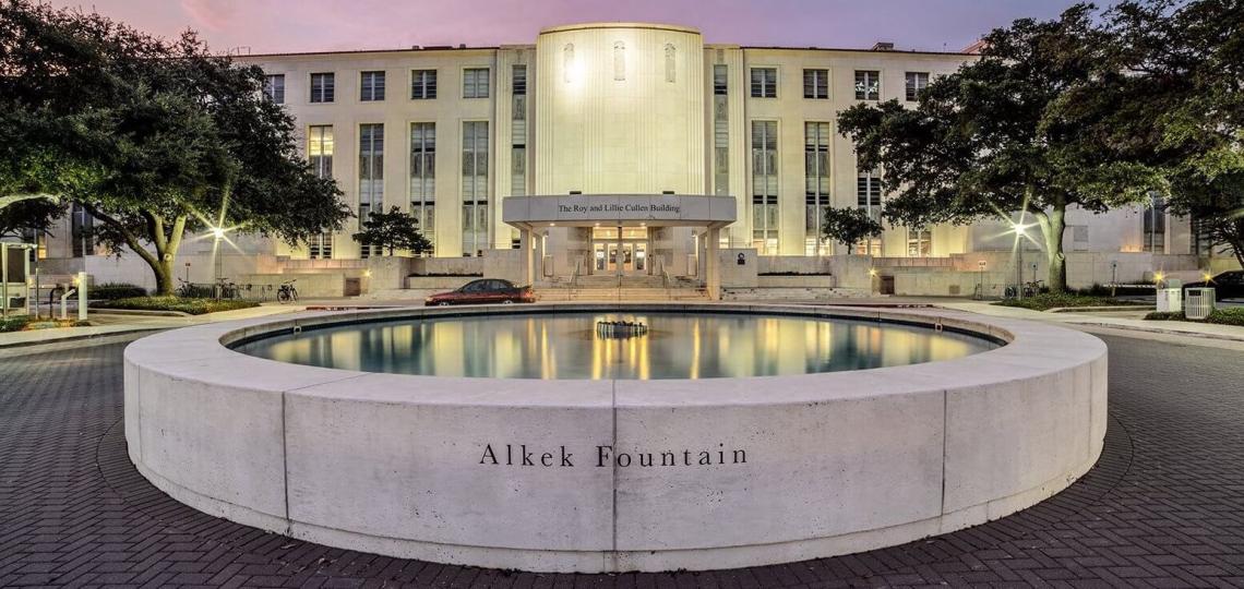 The Cullen building seen at night