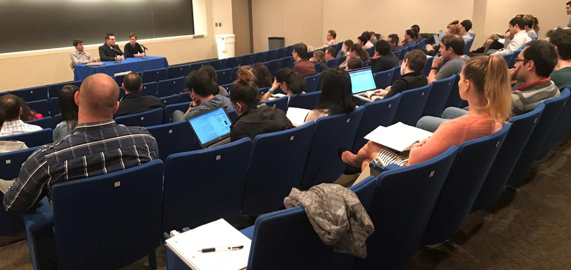 Grad students, postdocs and faculty listen in as junior faculty members share their experiences transitioning from postdoc to independent investigator.