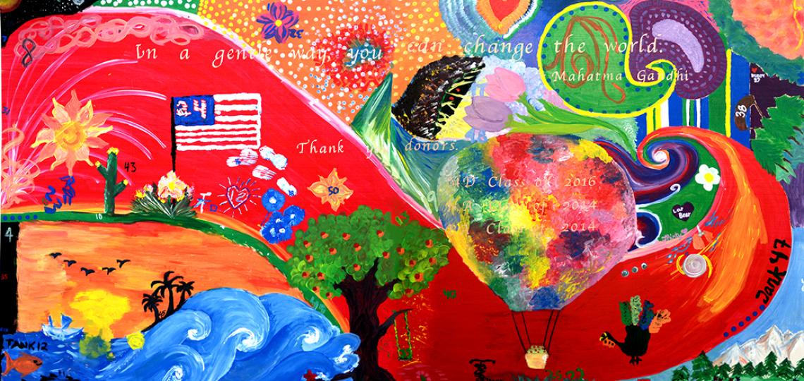 Students from the classes of 2014 and 2016 contributed to this mural at the end of their anatomy lab training. Each student wrote a special message to their first patient in honor of the men and women who donated their bodies to the Willed Body Program.