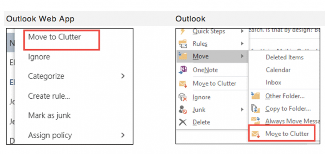 You can train Clutter by marking items as Clutter or simply moving the items to the Clutter folder.