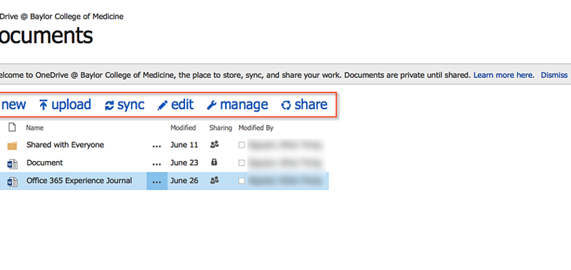 Manage your cloud documents and files with the OneDrive for Business Quick Command Bar.