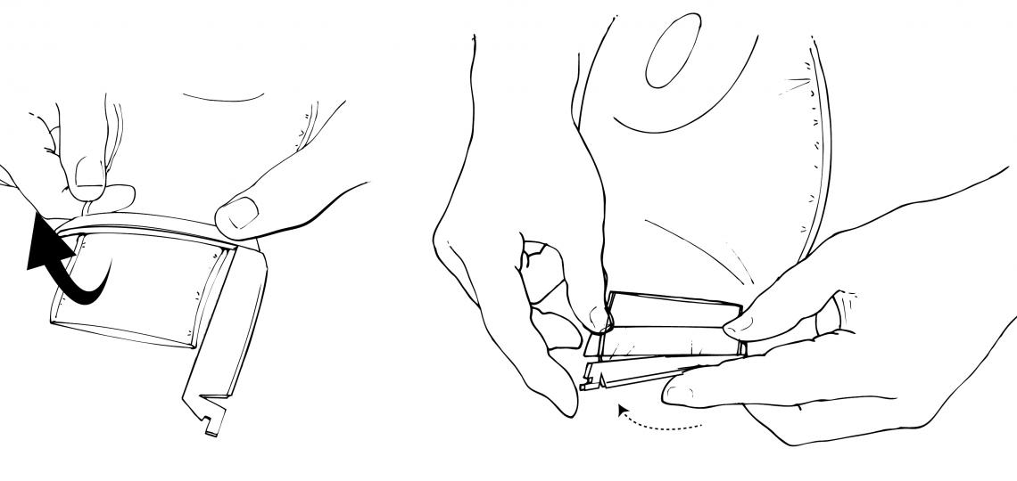 Closing an ostomy bag. Illustration by Scott Holmes