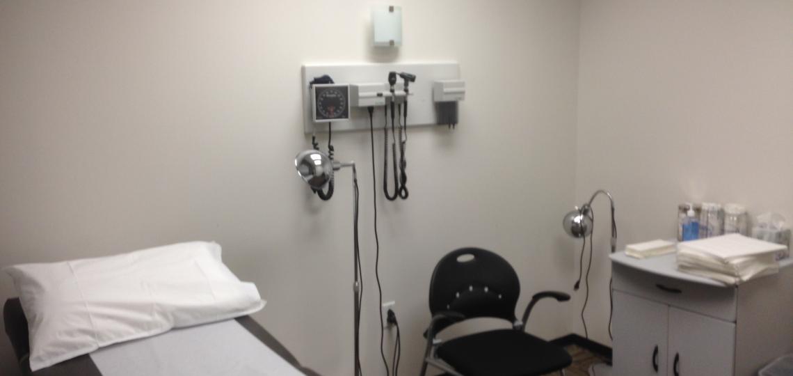 Image from the inside of a simulation patient room.