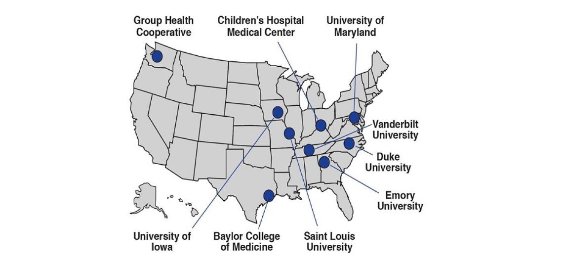 Map of the nine current VTEU contract award sites.