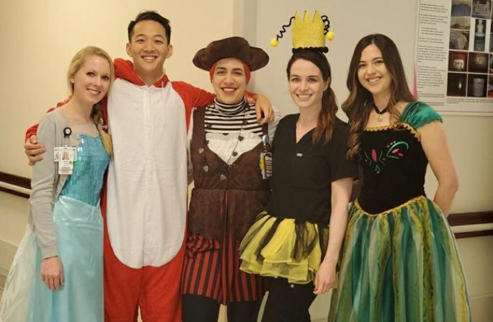 Dermatology residents dressed for Halloween at work.