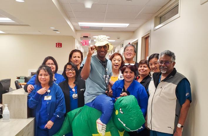 Creative Halloween Costumes at Pre-Op Screening Clinic.