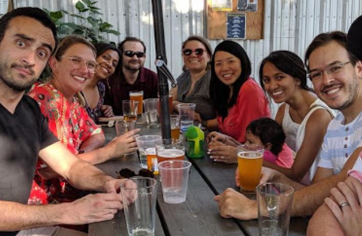 Our residents and faculty at dinner (prior to the COVID-19 pandemic)
