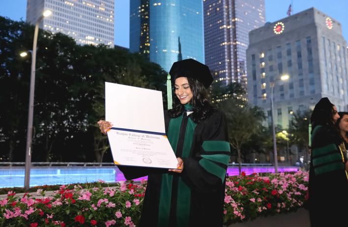 Baylor's commencement ceremony was held at the Hobby Center for the Performing Arts in downtown Houston.