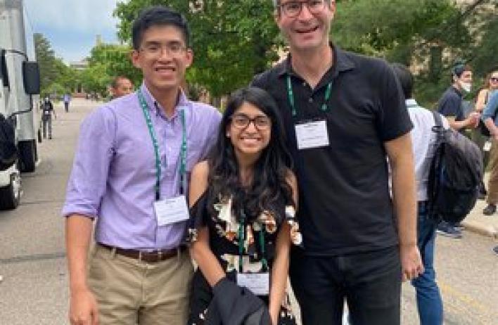Khoa, Ritwika, and David attending the 2022 RNA Society Meeting in Bolder, CO.