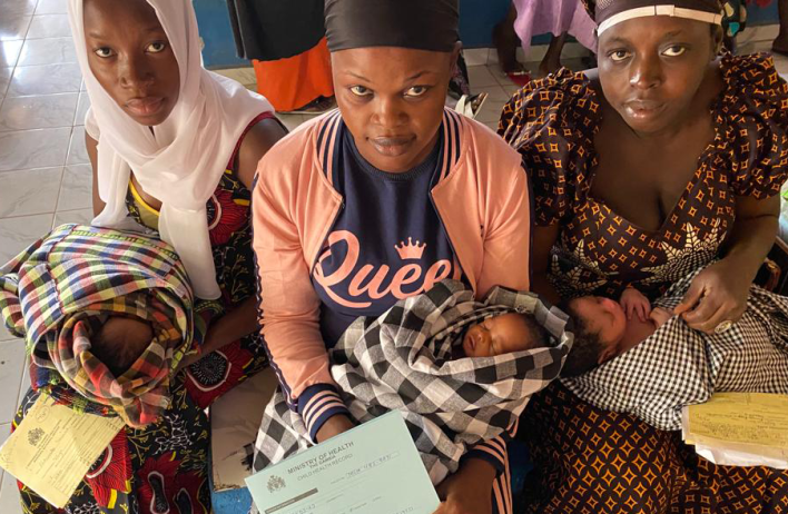 Three parents and their babies