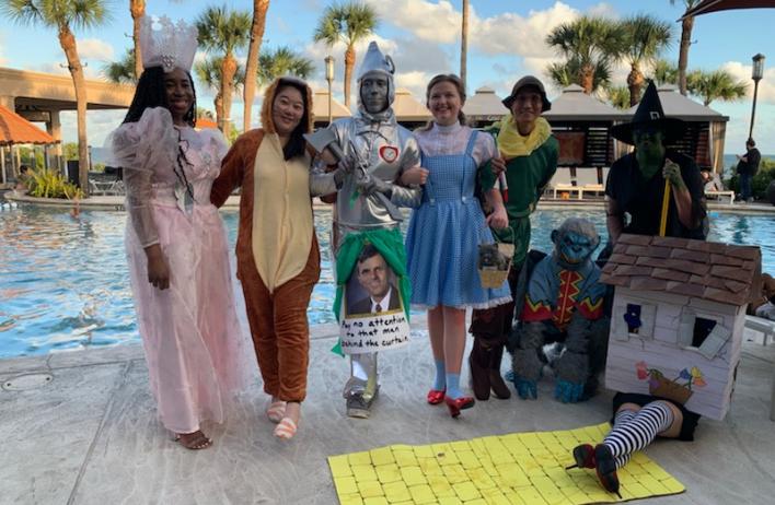 Several people dressed as each character from The Wizard of Oz