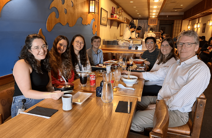 Celebration lab lunch for Rong-Chi and Janel each being awarded a grant