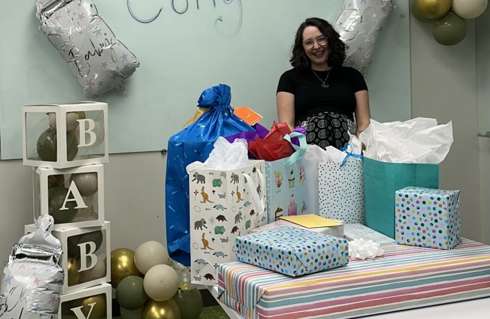 Presents galore for Janel’s lab baby shower