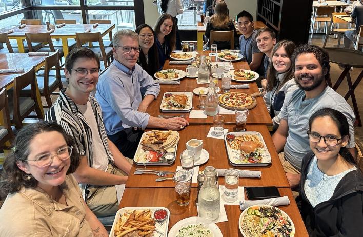 Lab lunch celebration for Tom’s new R01.