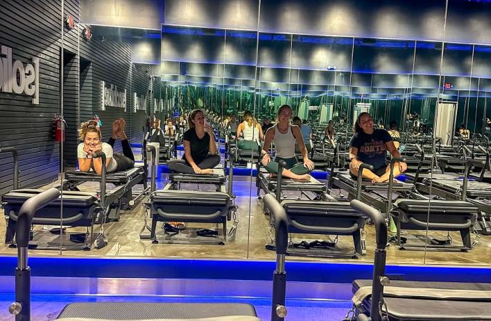 Some of the residents gathered to work out for ACOG Wellness Week.