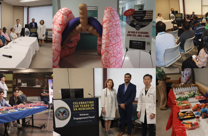 Images from the Veteran Engagement Panel on May 16, 2025, part of 2025 VA Research Week at MEDVAMC.