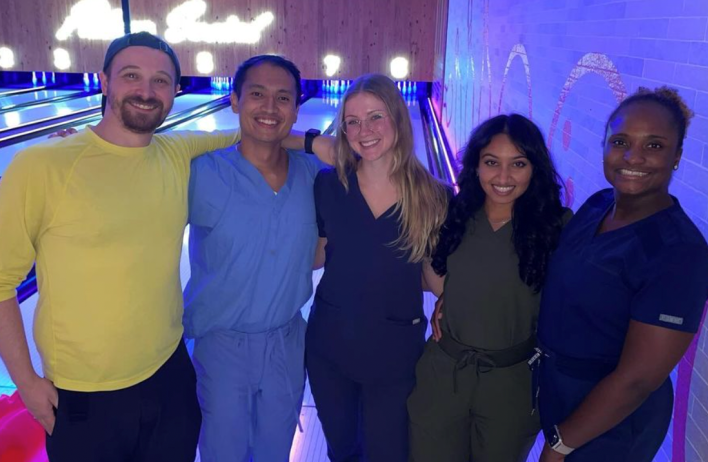 residents smiling at a fun night out