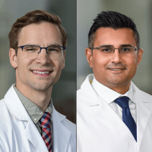 combined side by side headshots of two male doctors