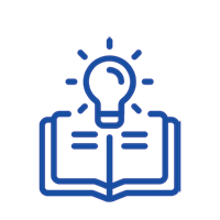 An icon of a lightbulb hovering over a book
