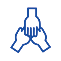 Icon of three hands overlapping each other