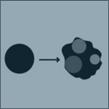 regular circle changing into irregular circle, depicting the growth of a mole